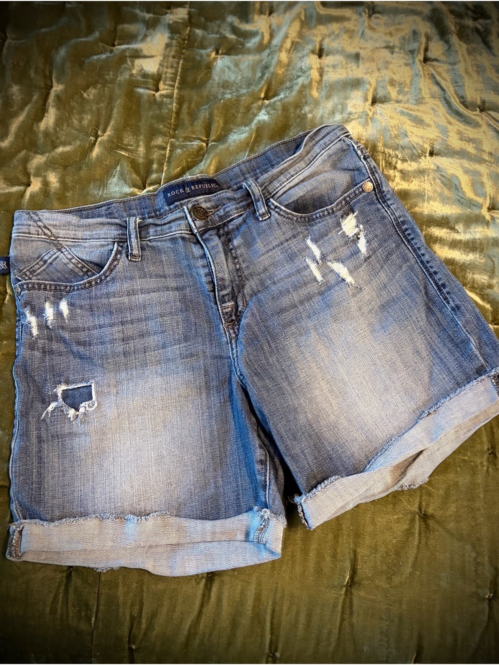 Rock & Republic Distressed Light Blue Denim Shorts #1322